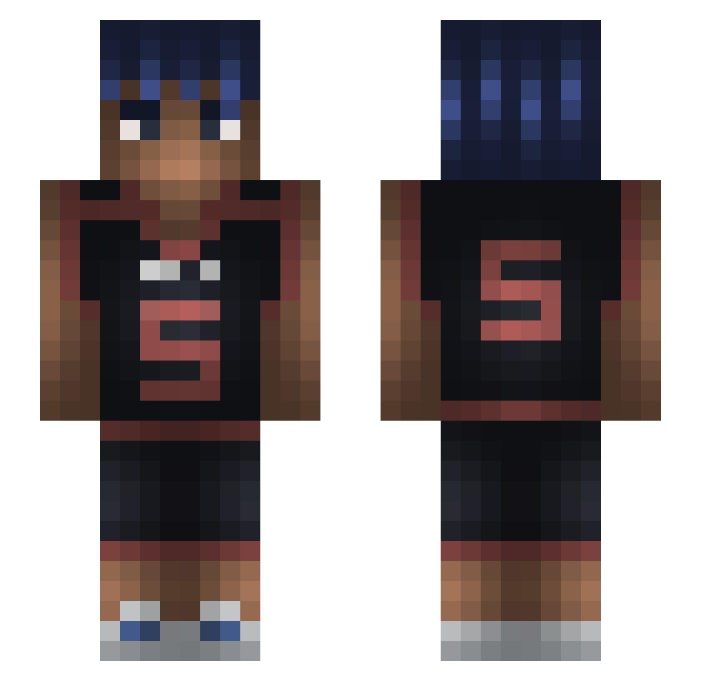 JaM0rant Minecraft skin, front and back view