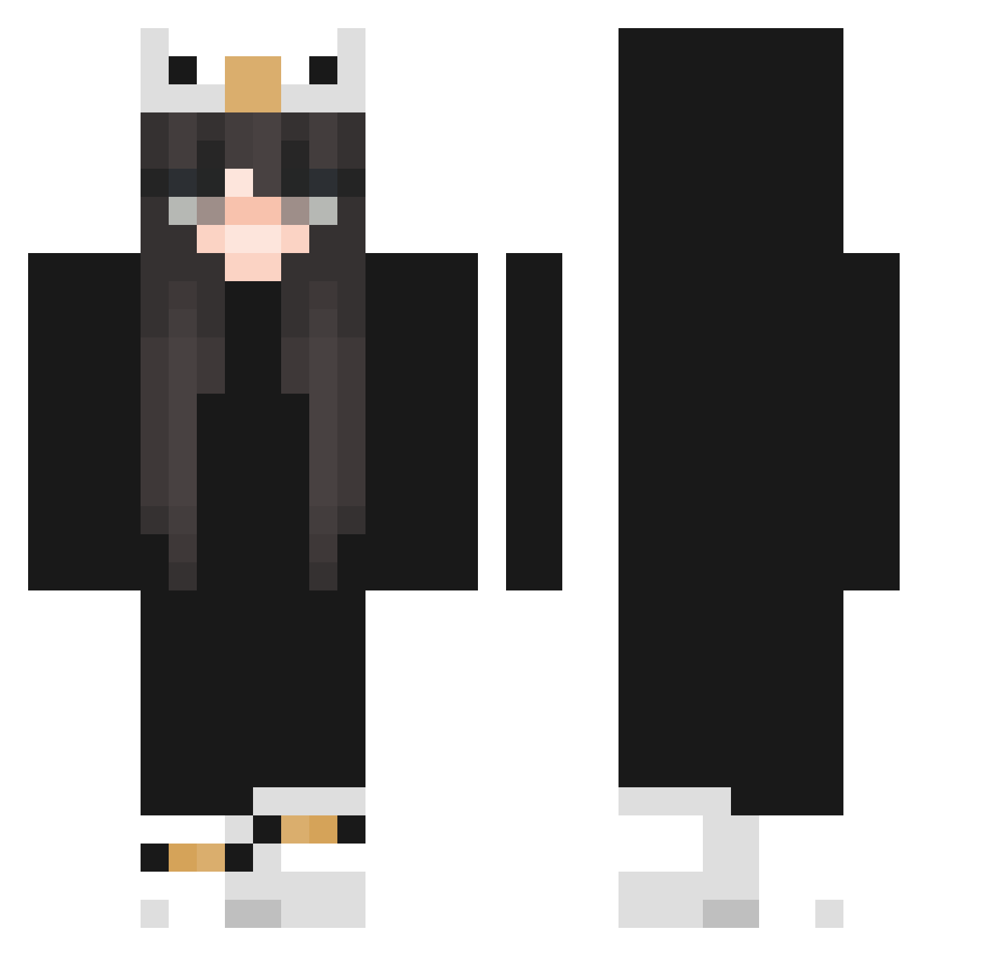 DDrator Minecraft skin, front and back view