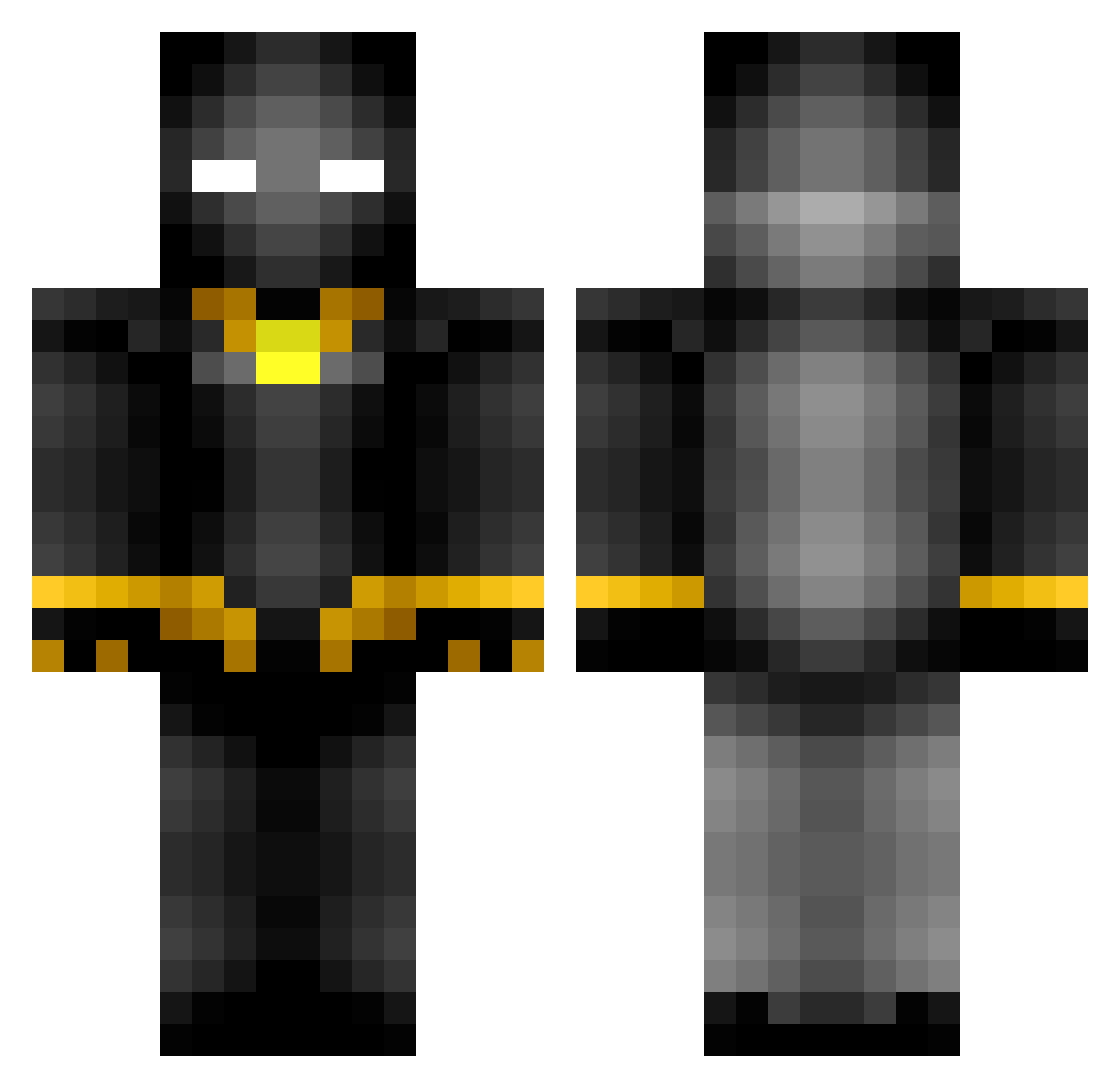 Superfluous Minecraft skin, front and back view