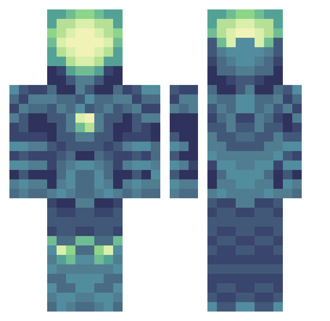 Rokinonn Minecraft skin, front and back view