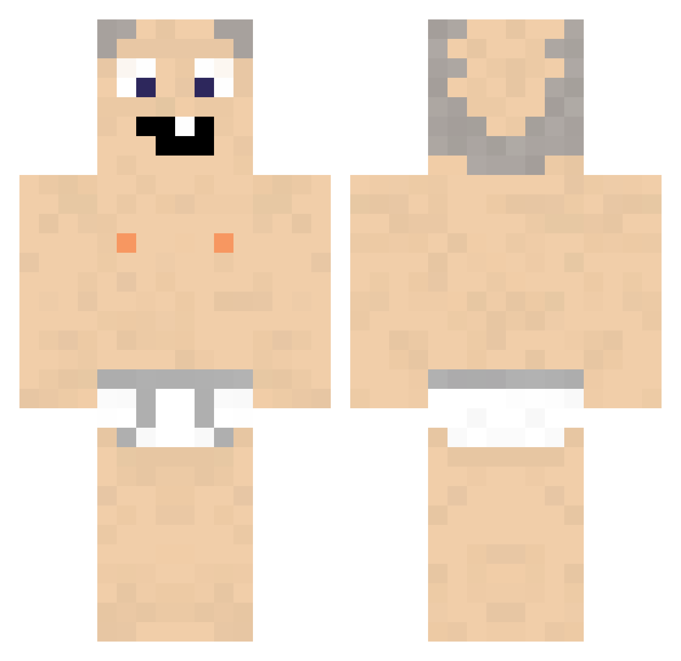 Impaired Minecraft skin, front and back view