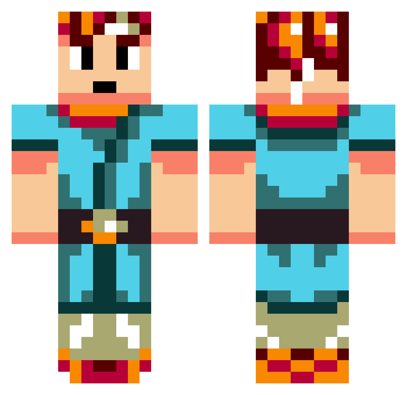 mangrajalkin Minecraft skin, front and back view