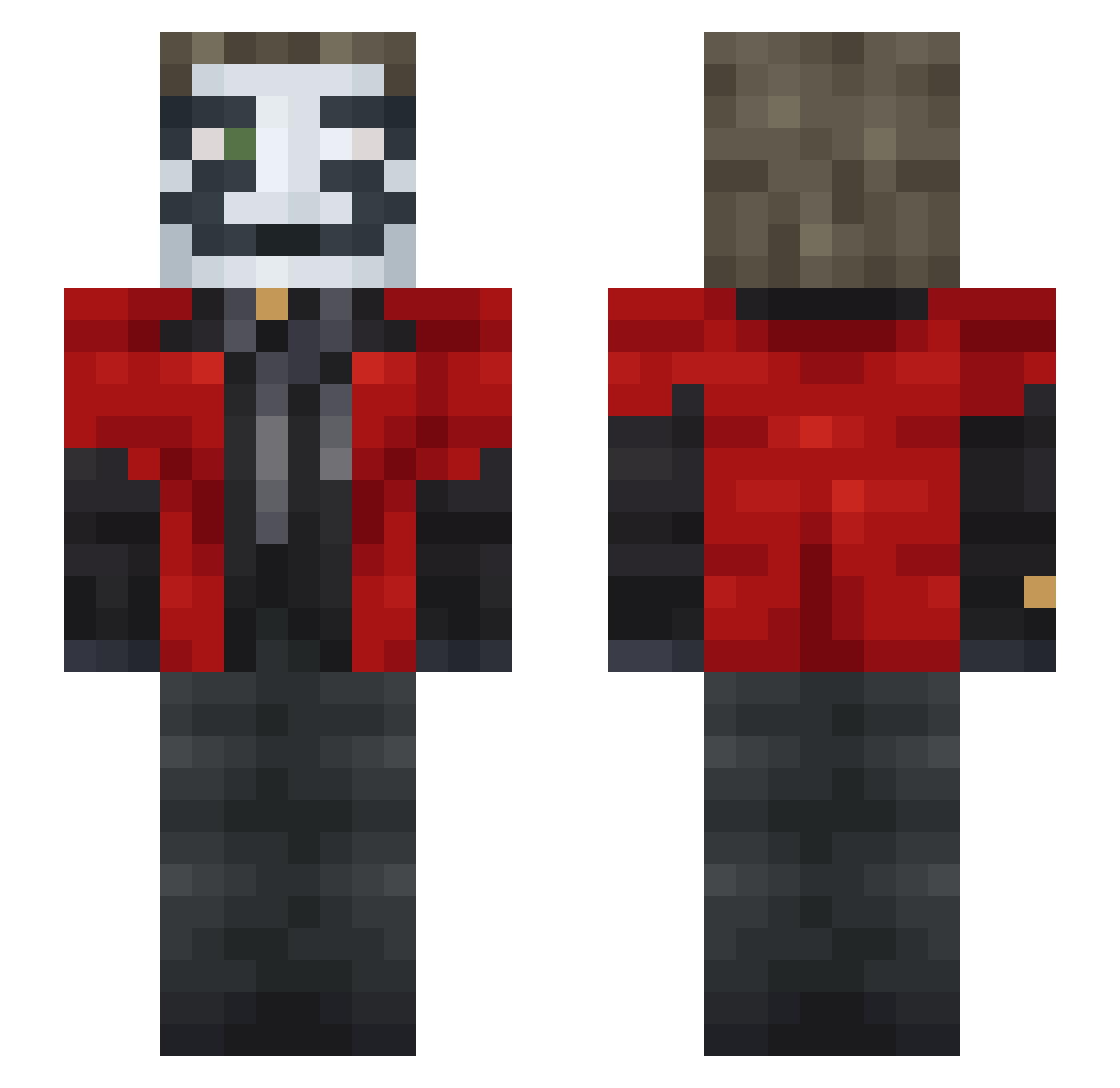 CraftyHouse Minecraft skin, front and back view