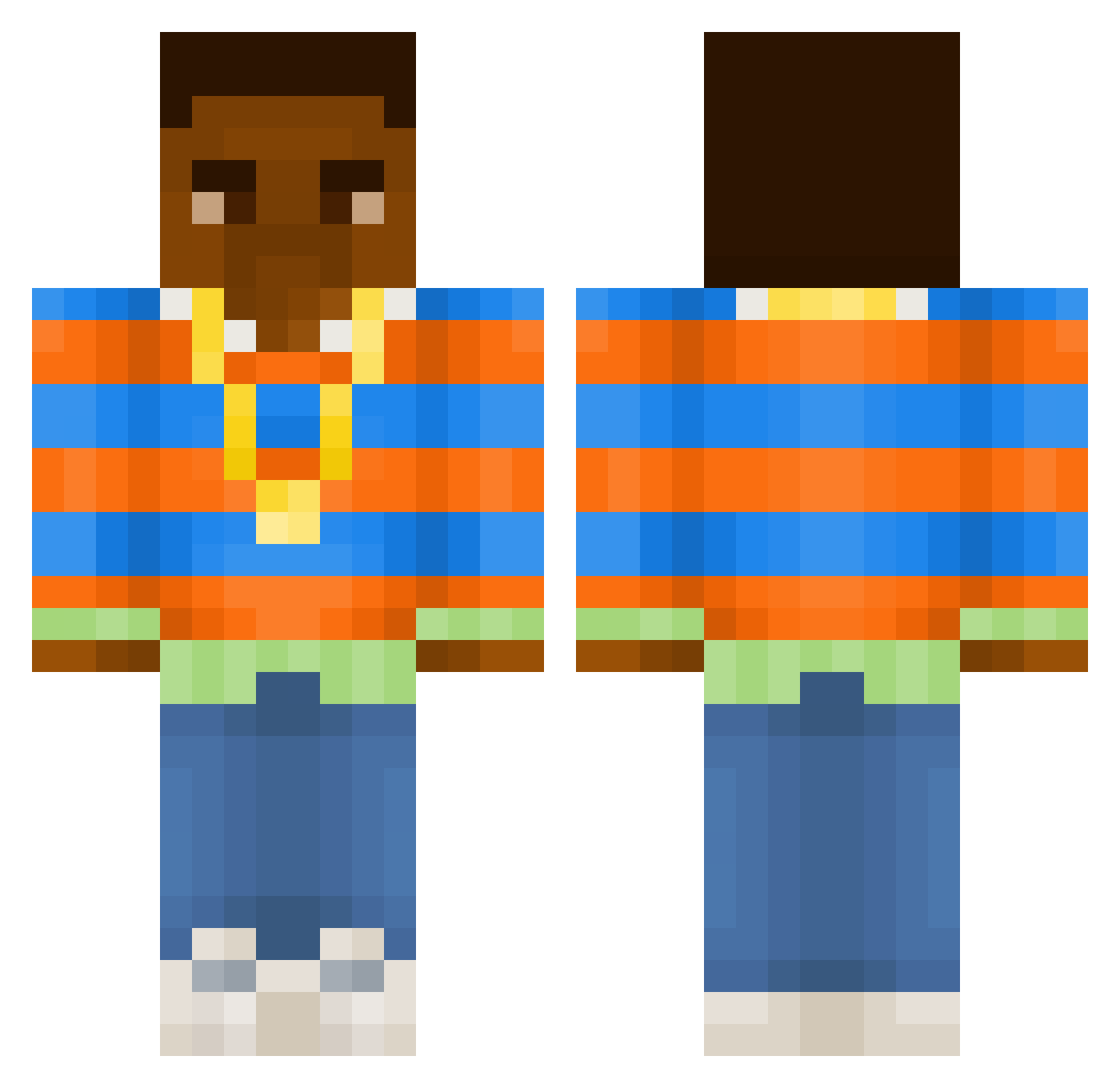 BiggHarr Minecraft skin, front and back view