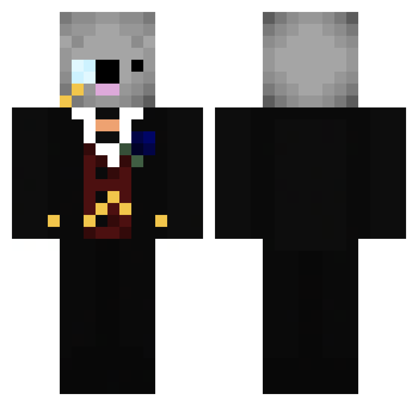 Words Minecraft skin, front and back view