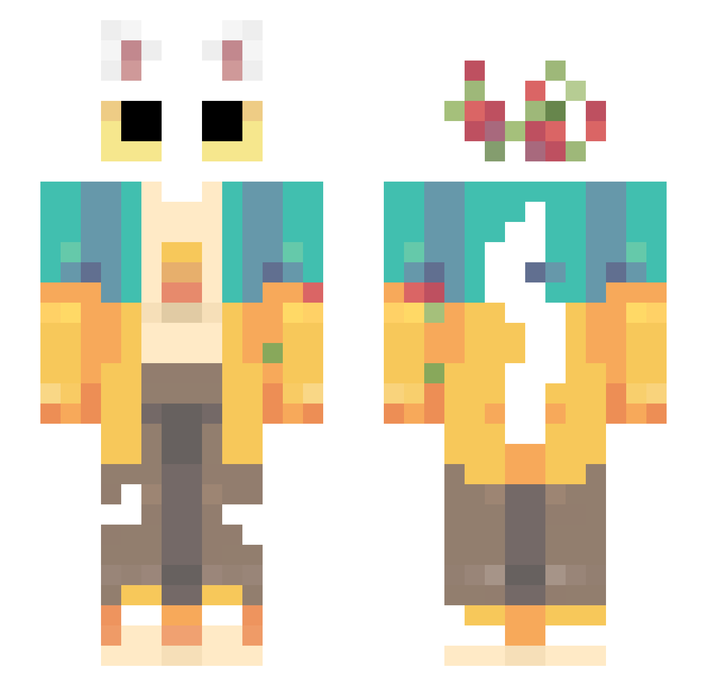 Callme_Silken Minecraft skin, front and back view