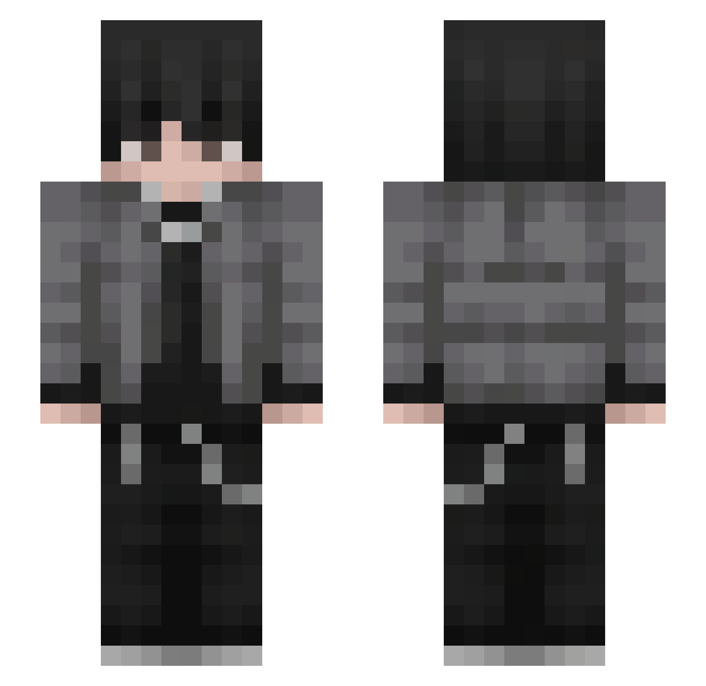 Ookamifr Minecraft skin, front and back view