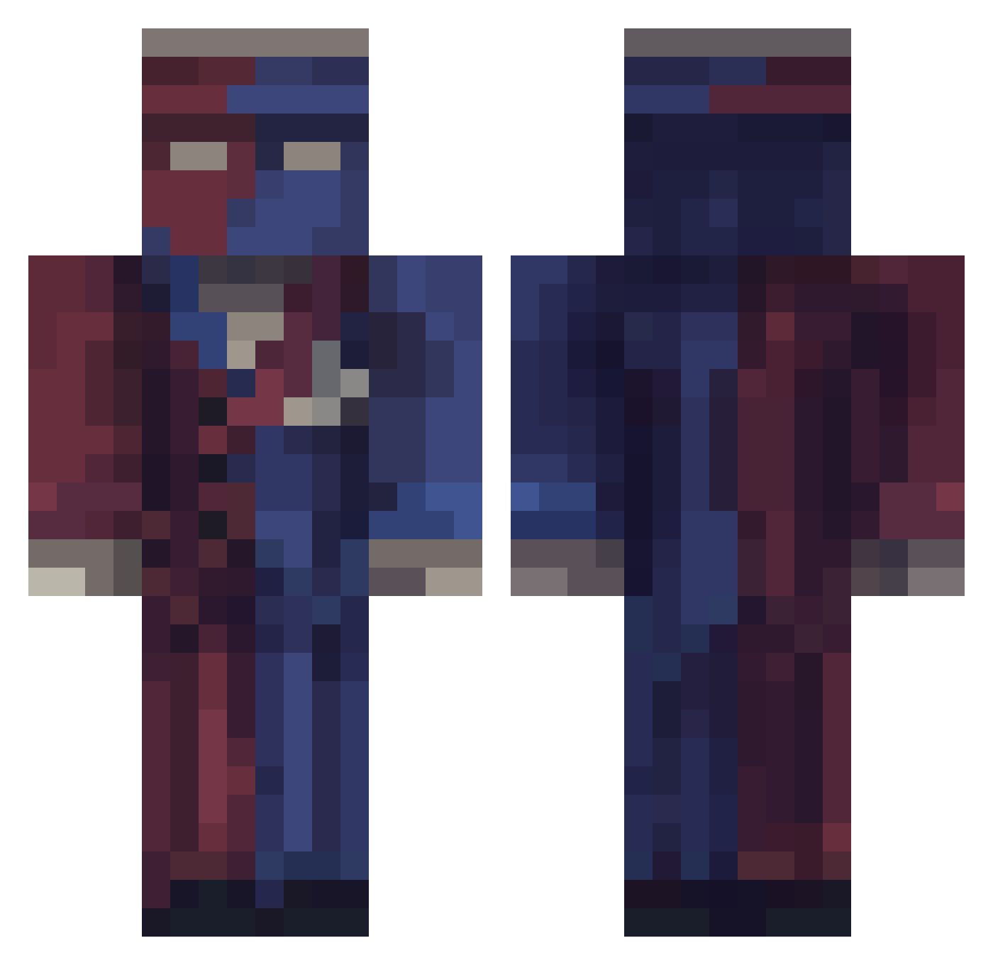 Eldricher Minecraft skin, front and back view