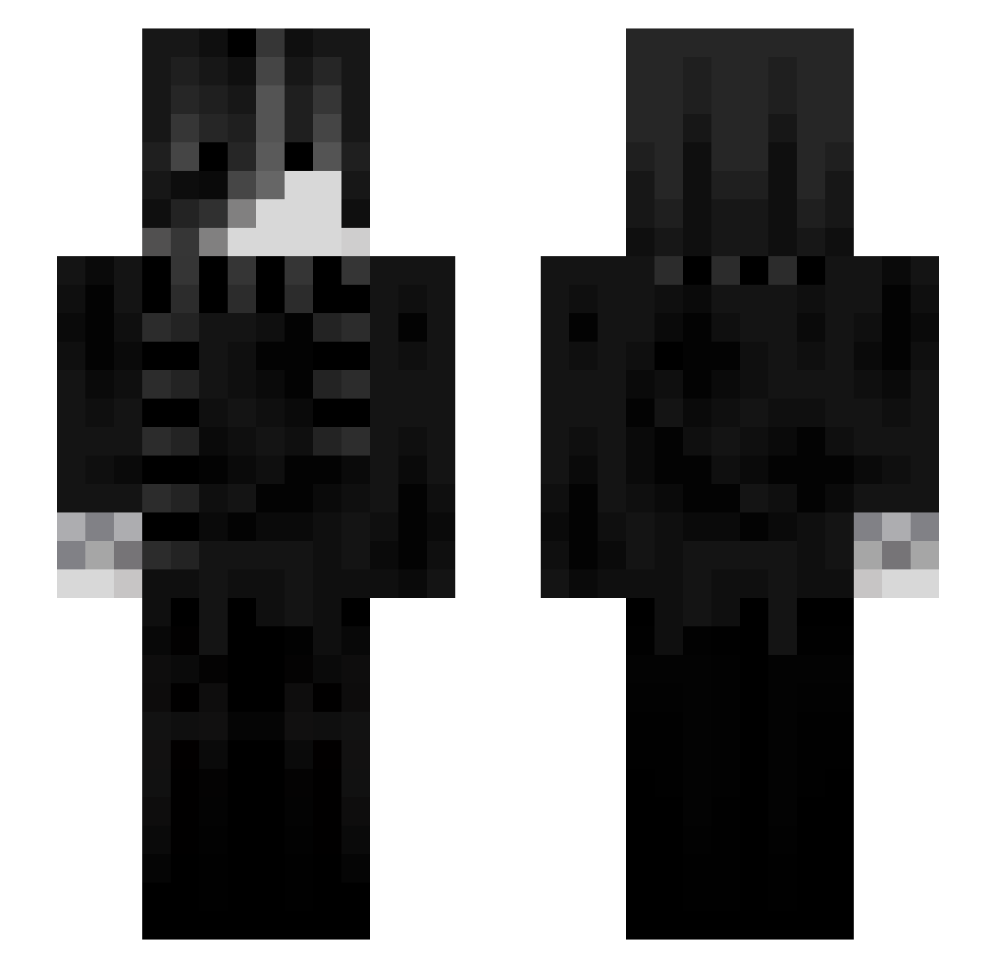ZombieRadio Minecraft skin, front and back view
