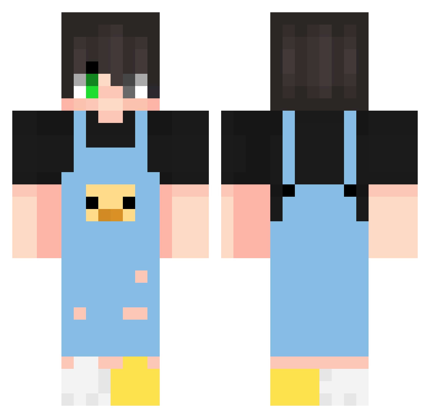 Pohcii Minecraft skin, front and back view