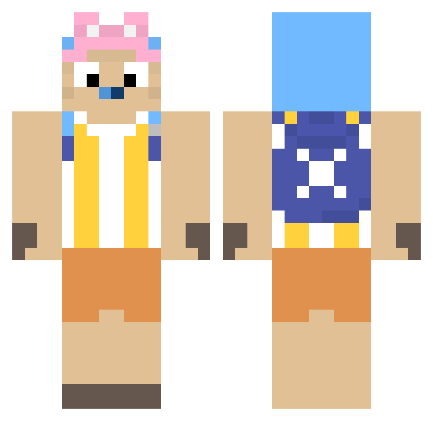 Firesofiso Minecraft skin, front and back view
