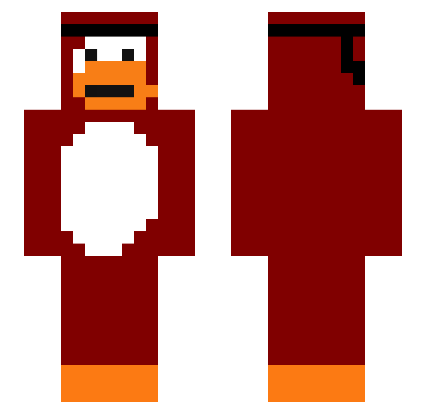 Amusements Minecraft skin, front and back view