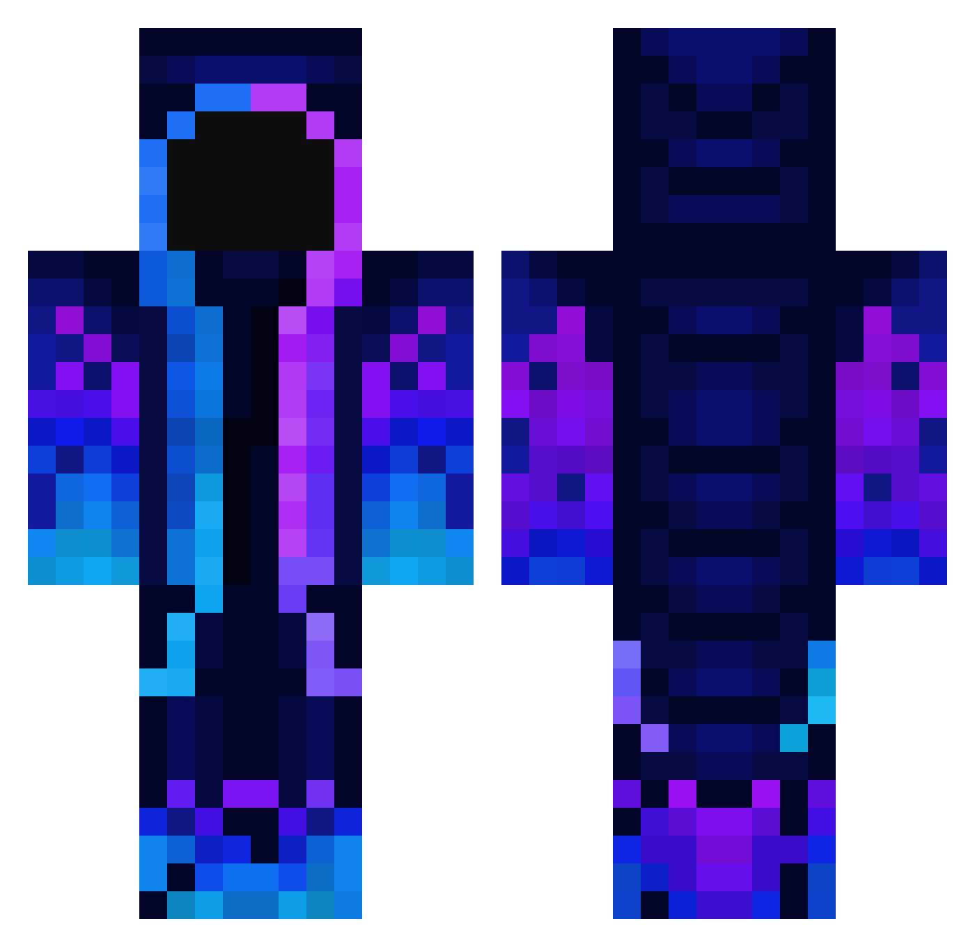 BlueFether Minecraft skin, front and back view