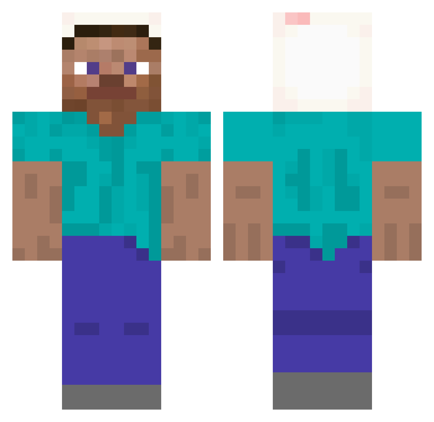 Wrecknado Minecraft skin, front and back view