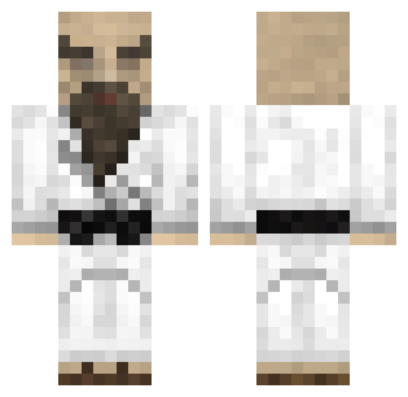 monstasonic Minecraft skin, front and back view