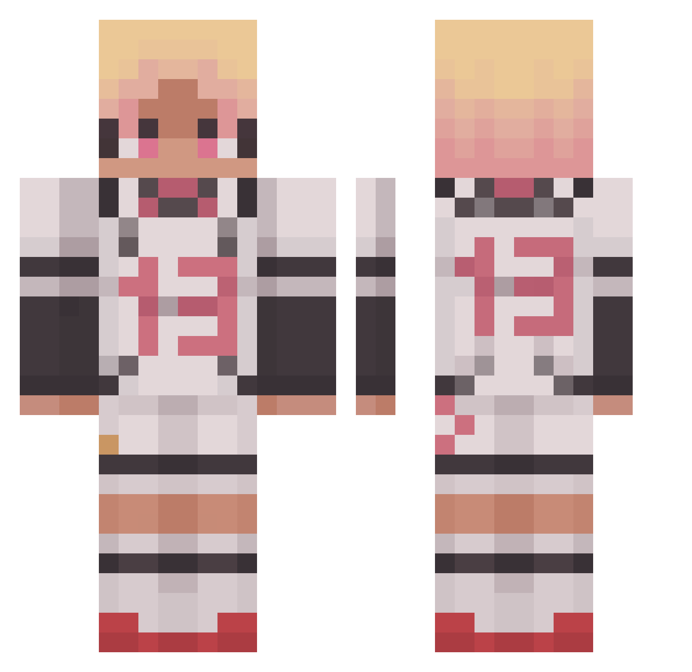 ChickenPIE20 Minecraft skin, front and back view