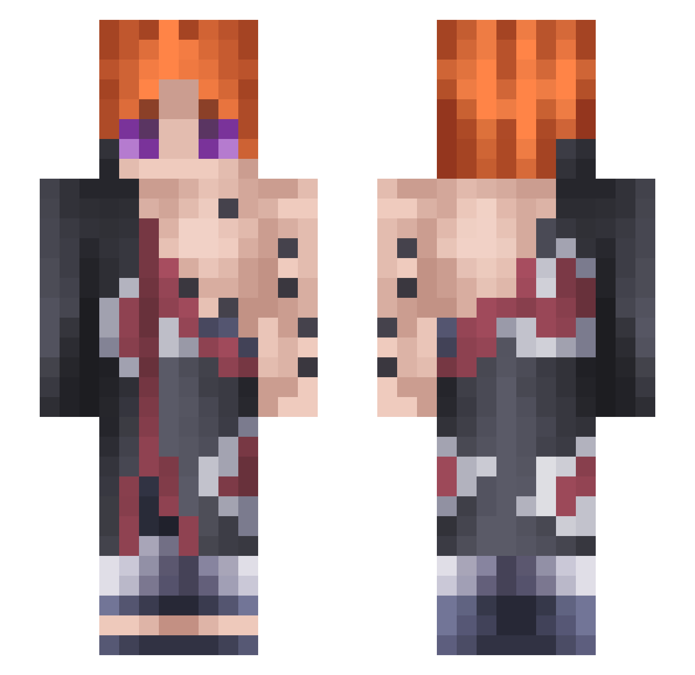 Akuma324 Minecraft skin, front and back view