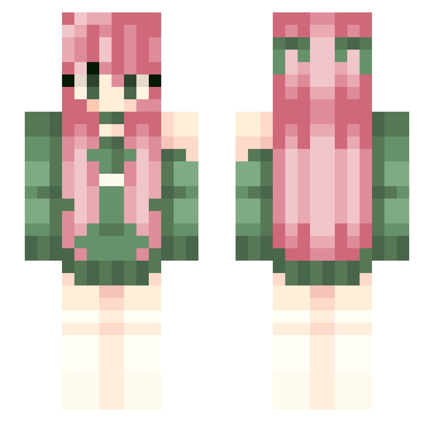 Pandaber1 Minecraft skin, front and back view