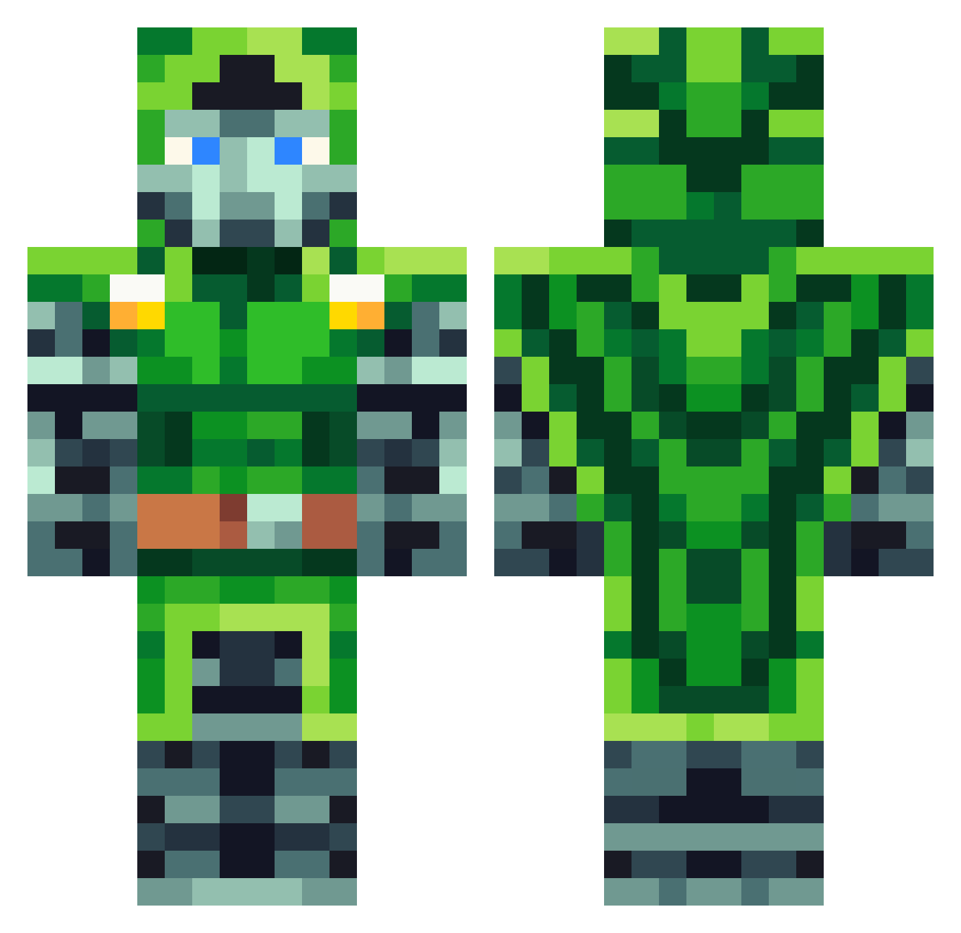 x4mad Minecraft skin, front and back view