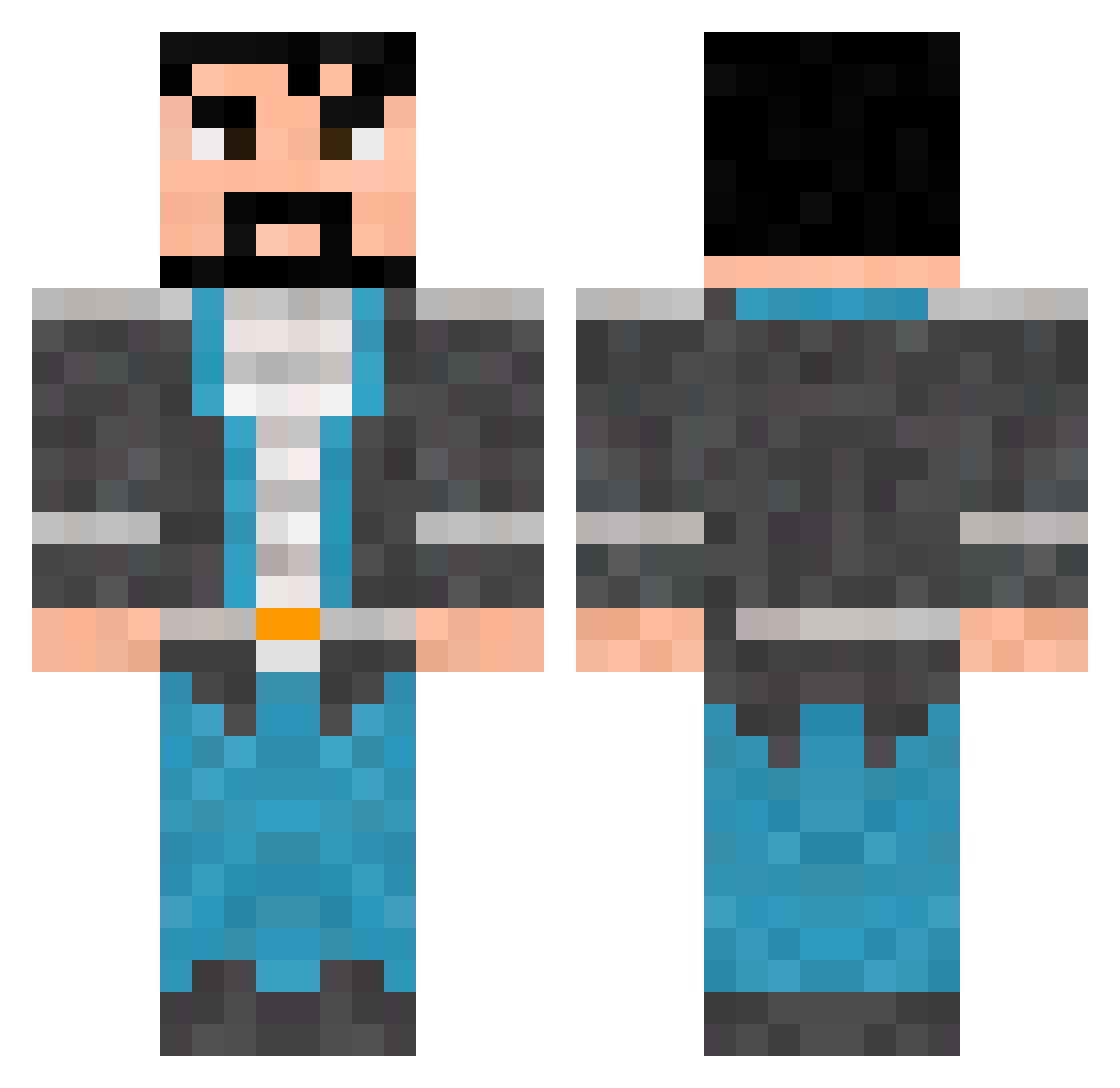 Carder Minecraft skin, front and back view