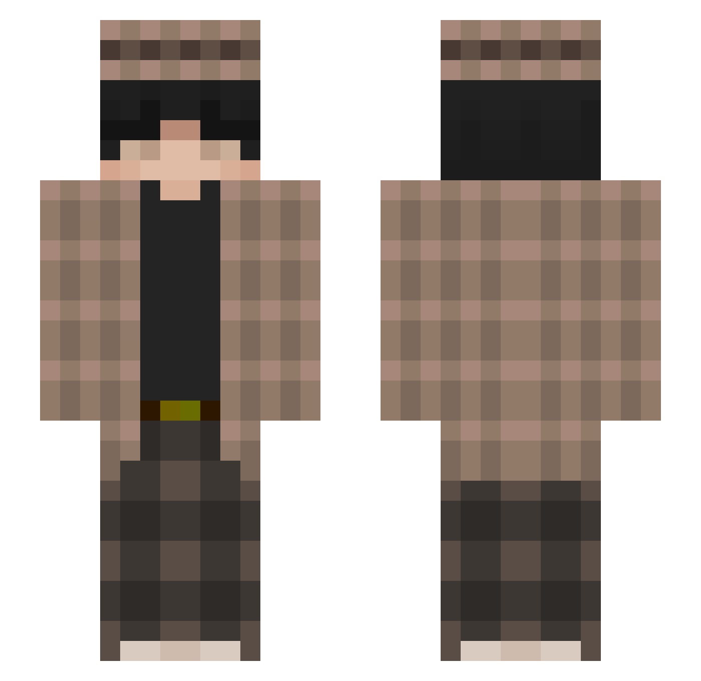 KronZzTV Minecraft skin, front and back view