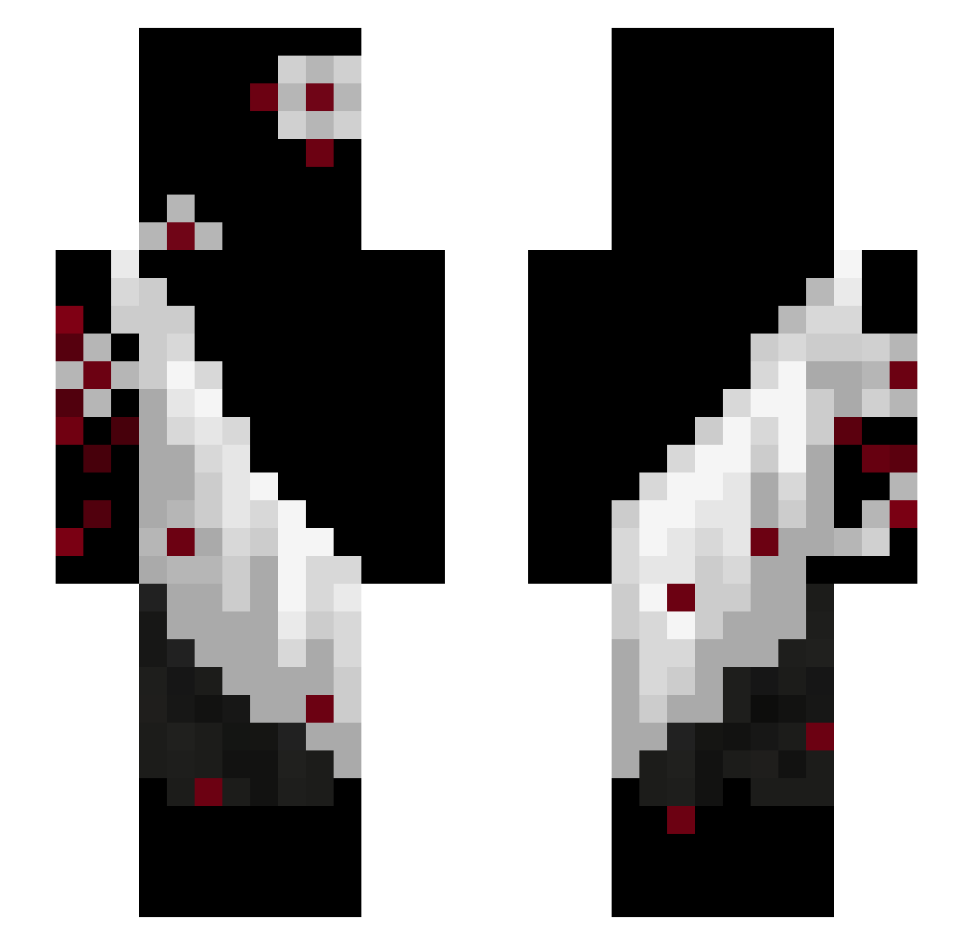 Kuzureru Minecraft skin, front and back view