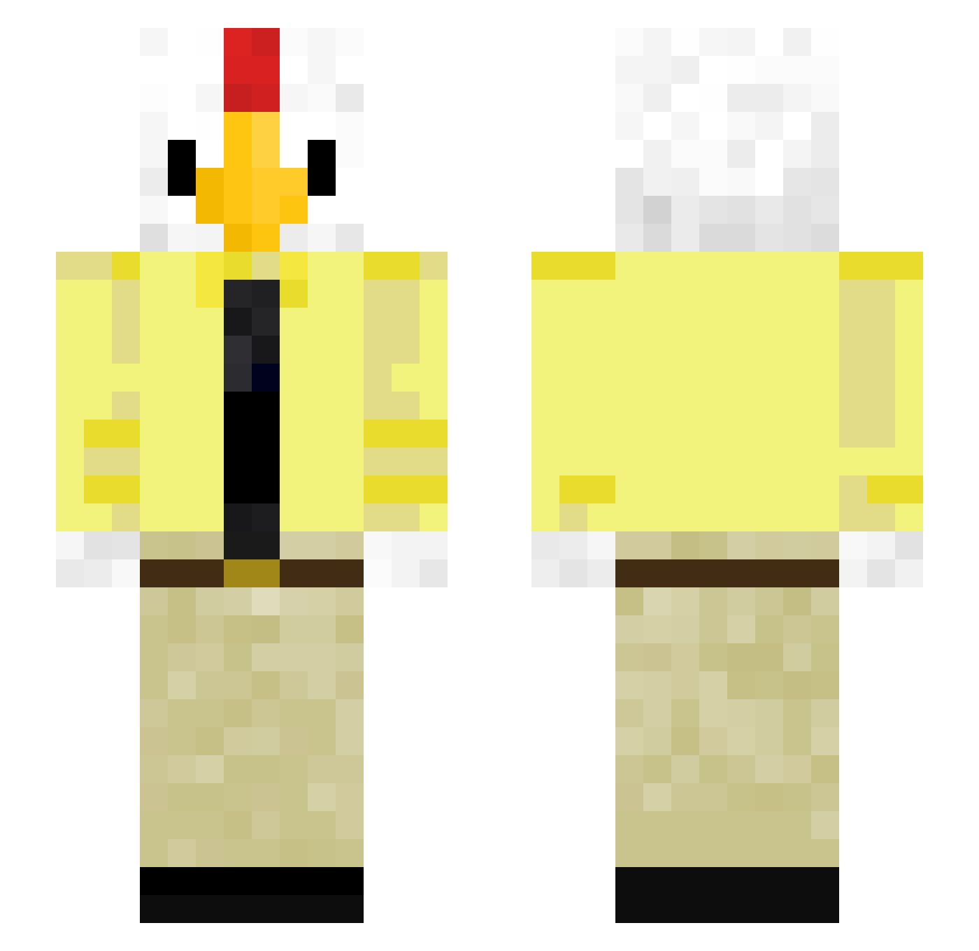 RegularRac Minecraft skin, front and back view
