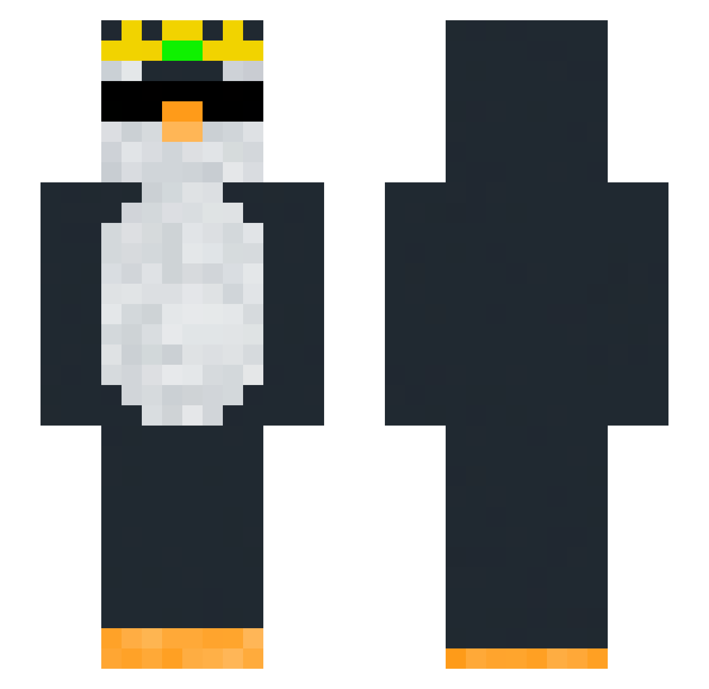 warehouser Minecraft skin, front and back view