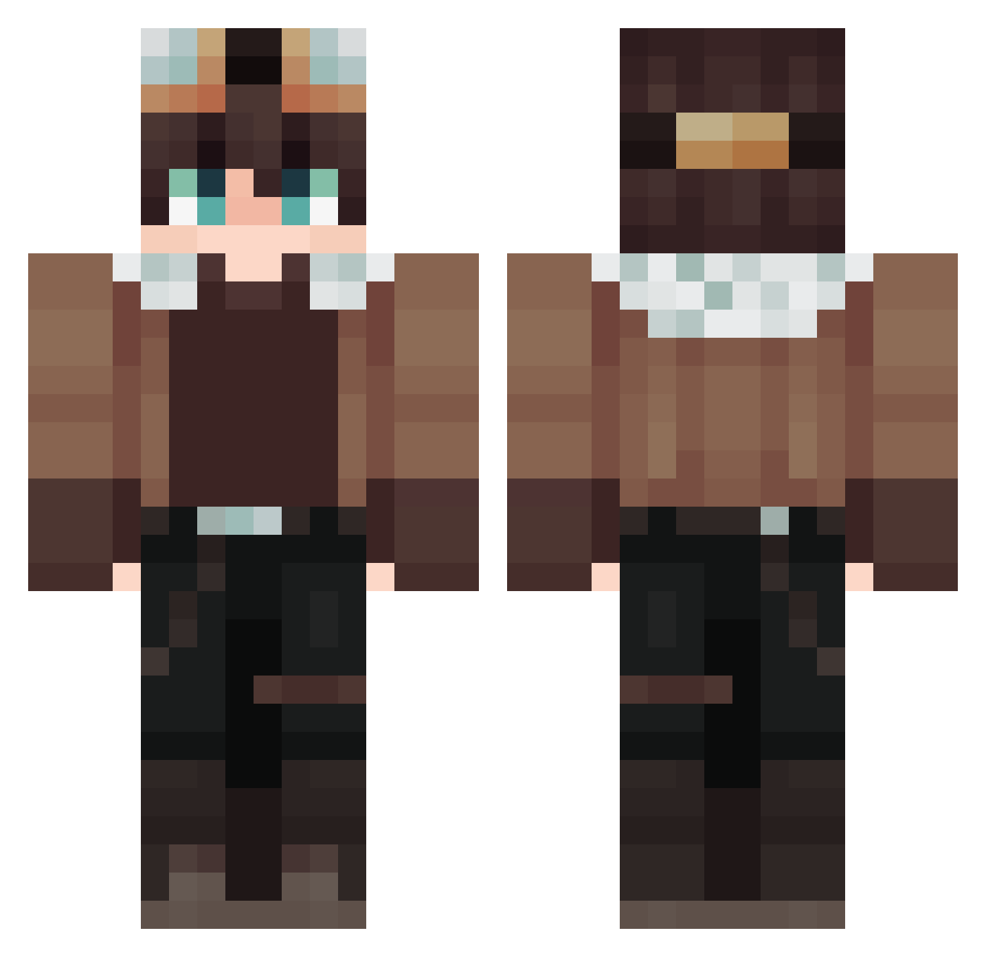 Aen0c Minecraft skin, front and back view