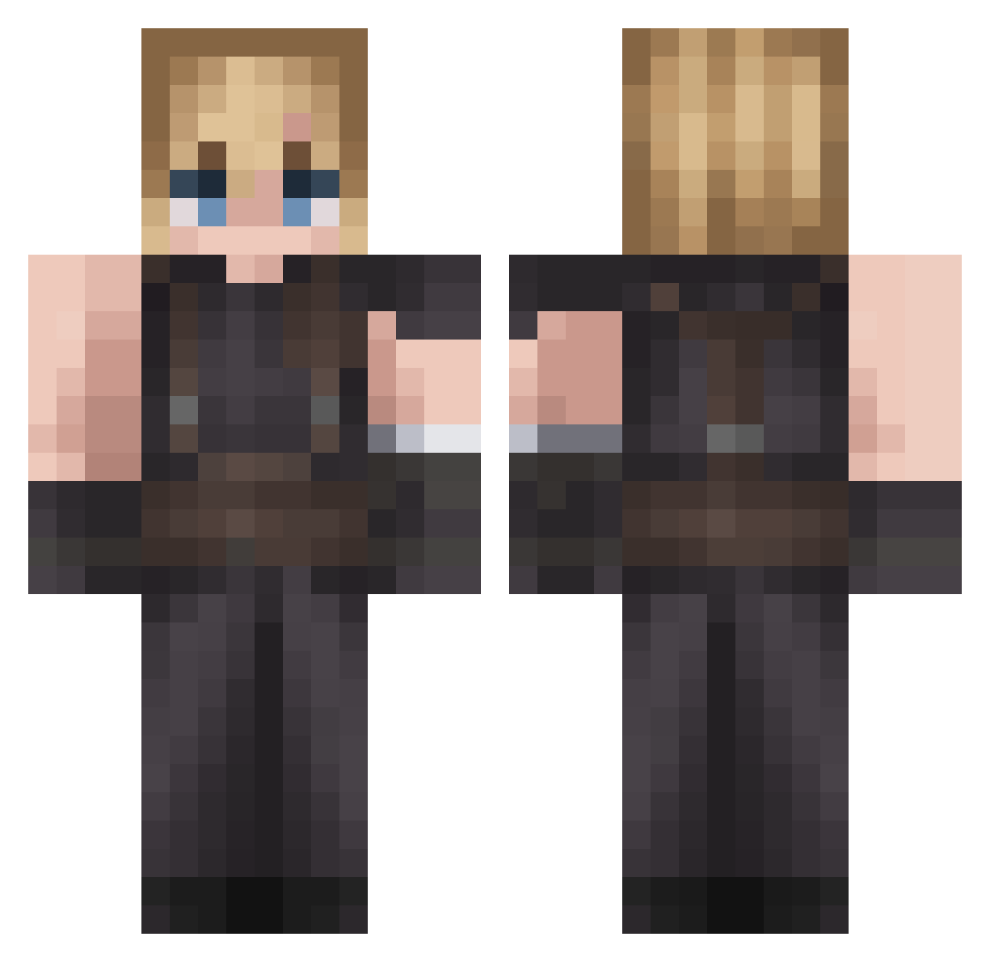 mlkstorm Minecraft skin, front and back view