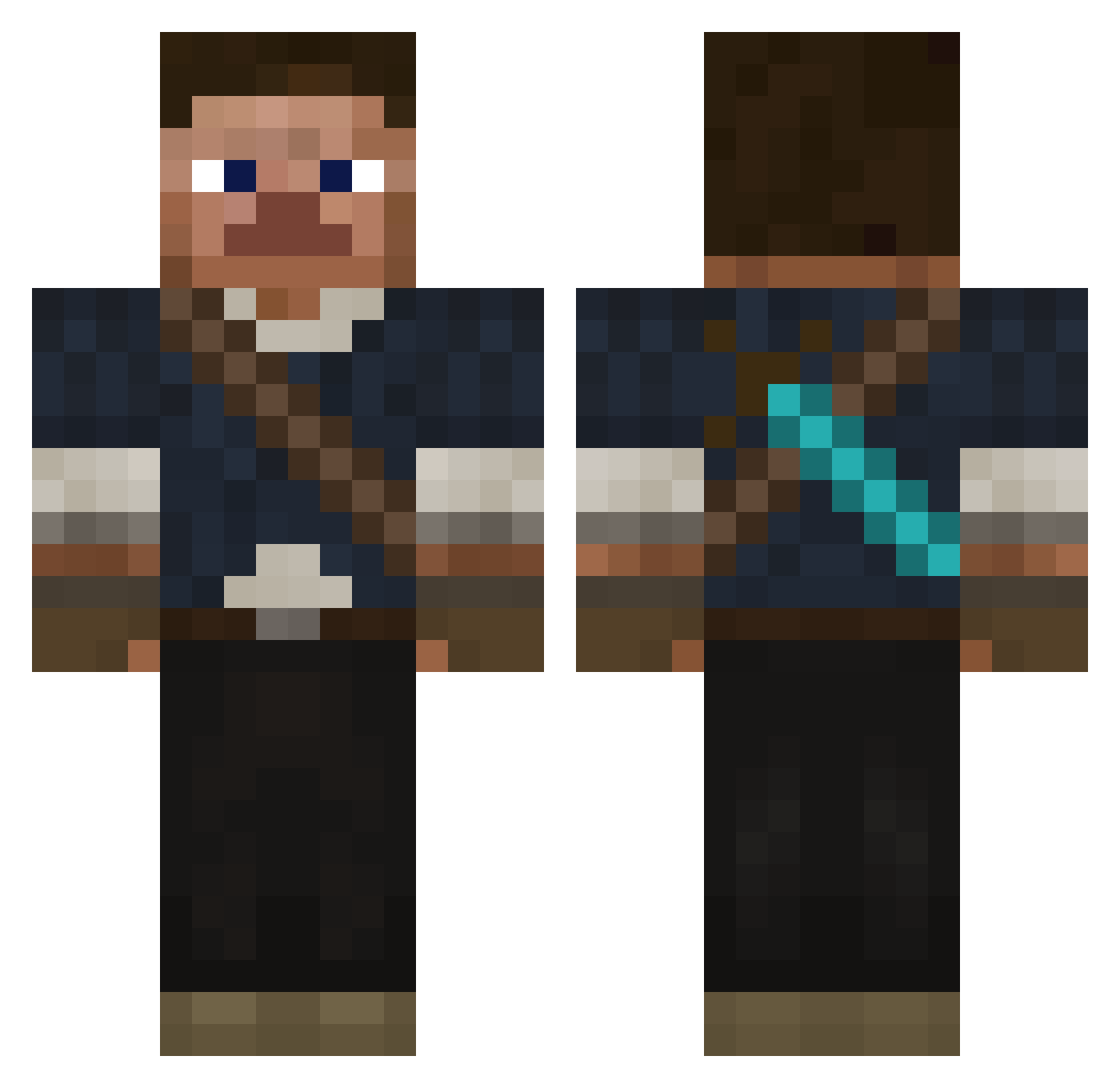 Fennig Minecraft skin, front and back view
