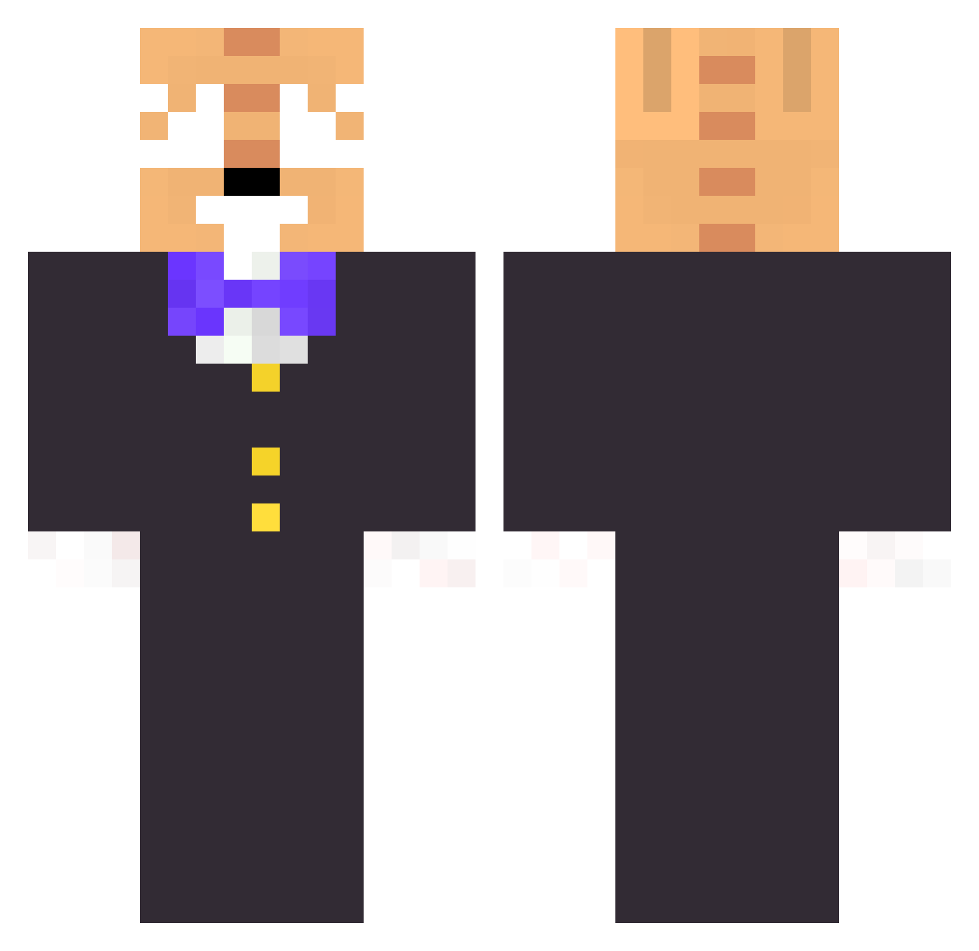 WolfZGhost Minecraft skin, front and back view