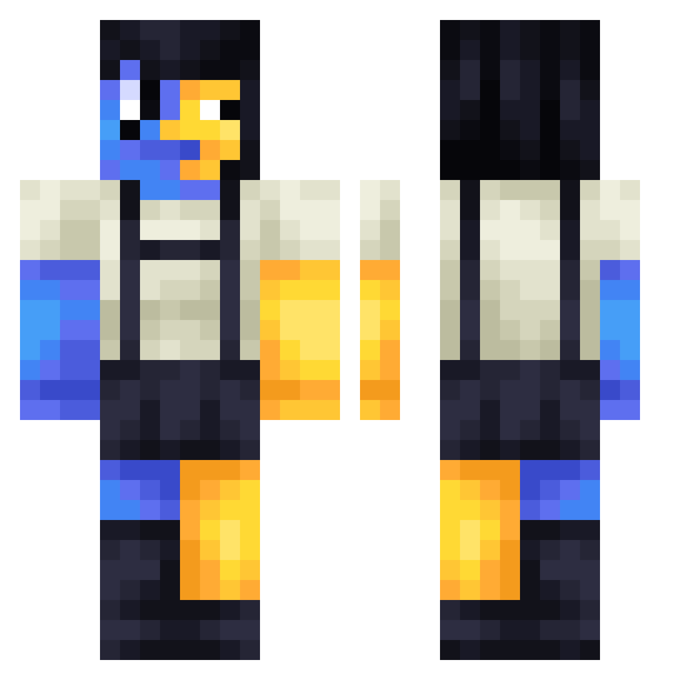 McDoopleford Minecraft skin, front and back view