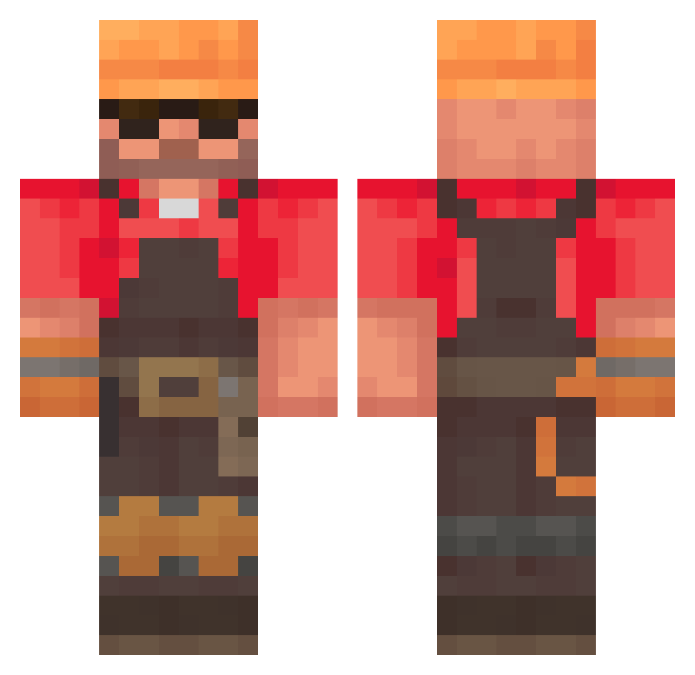 Vioder Minecraft skin, front and back view