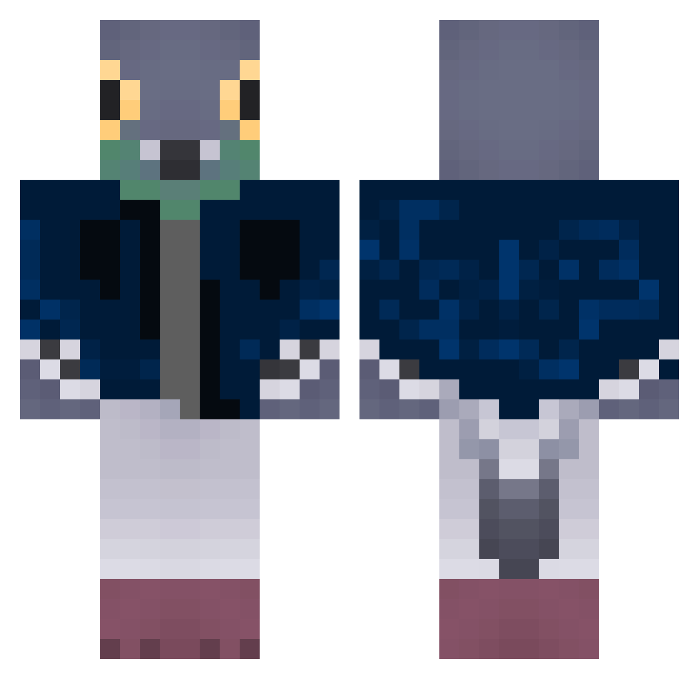 Freastin Minecraft skin, front and back view