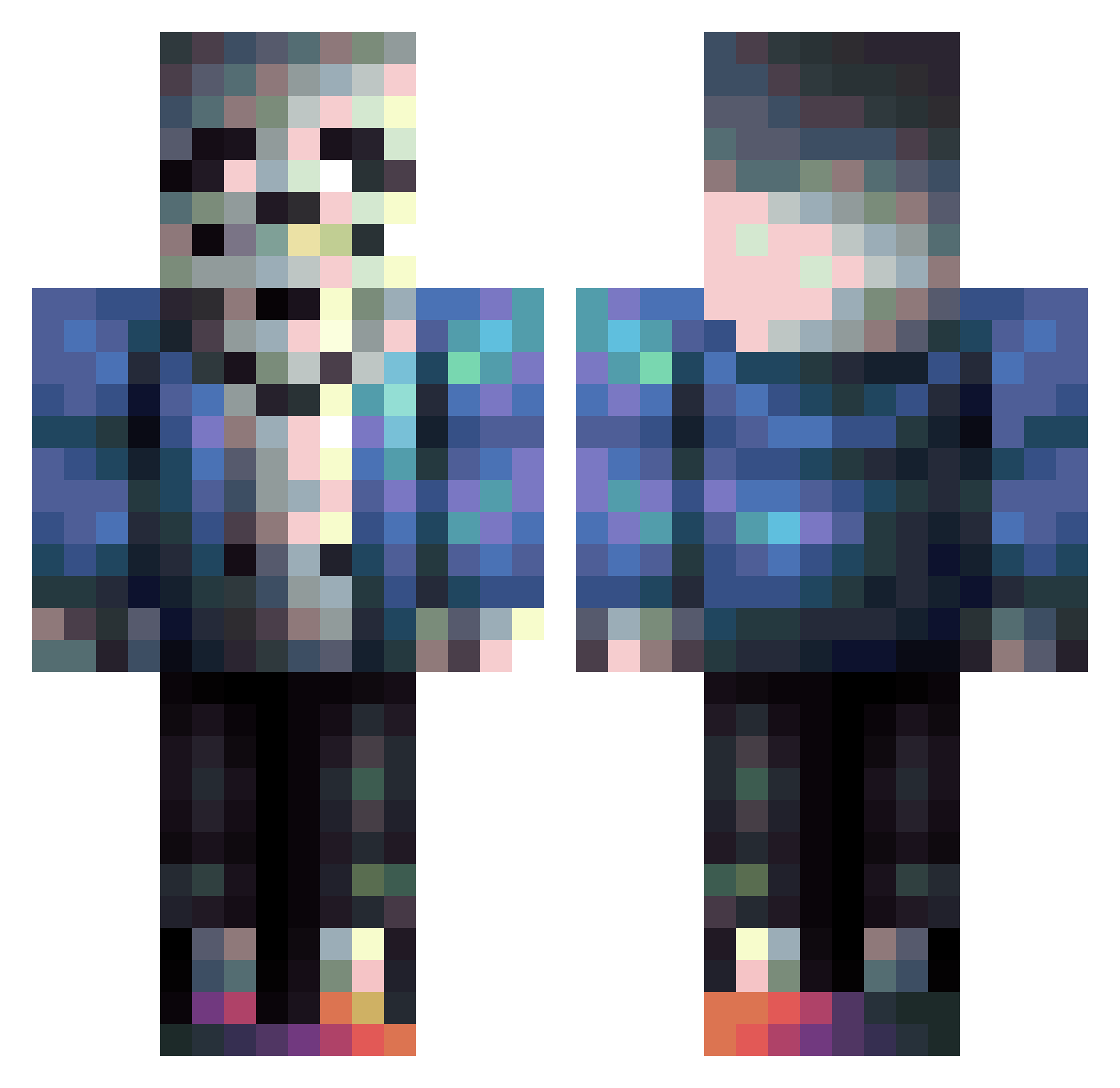 mvrderkitten Minecraft skin, front and back view