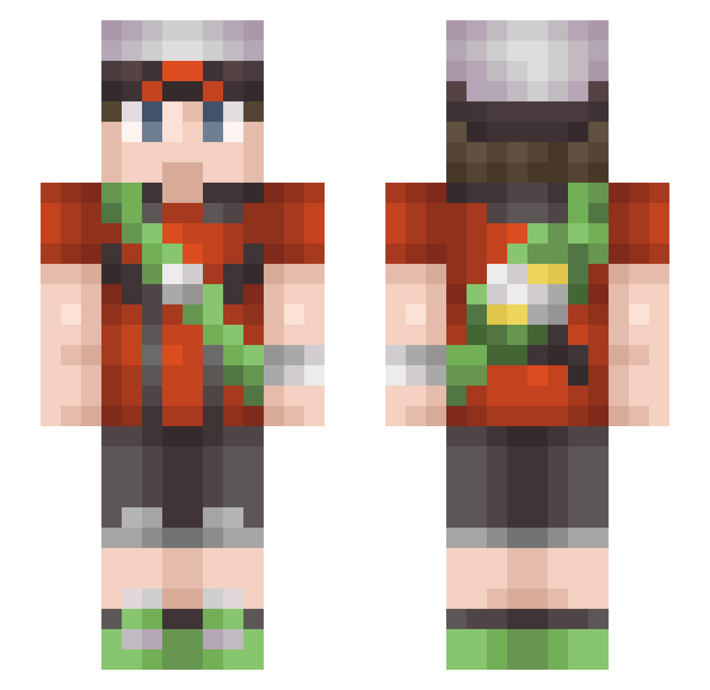 bgnord Minecraft skin, front and back view