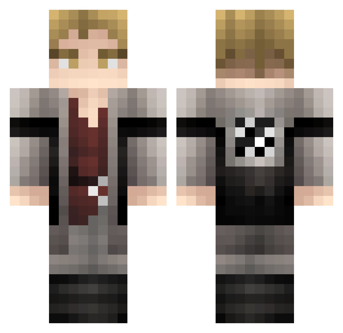 MisterKayy Minecraft skin, front and back view