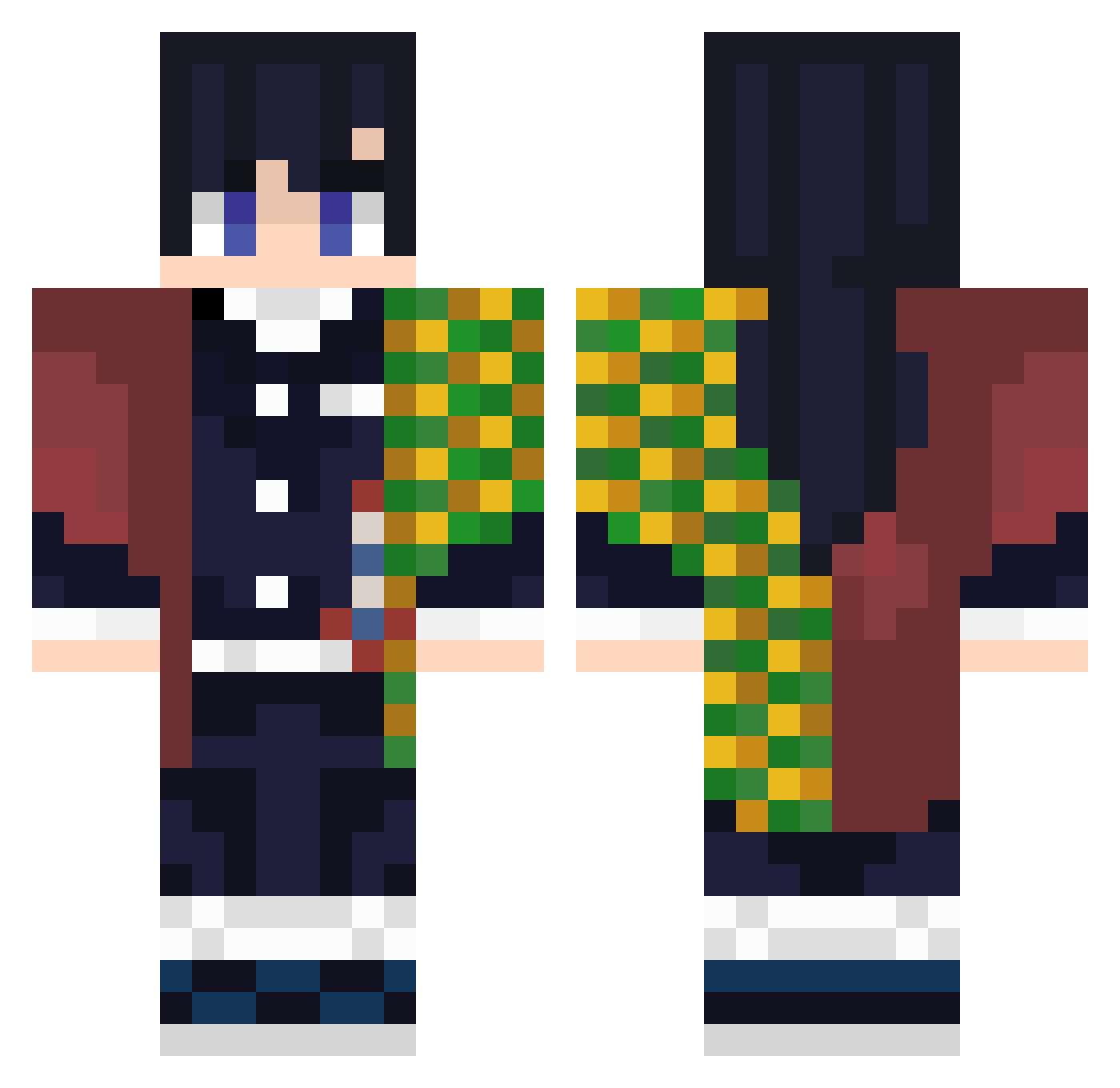 WArturtleAbc Minecraft skin, front and back view