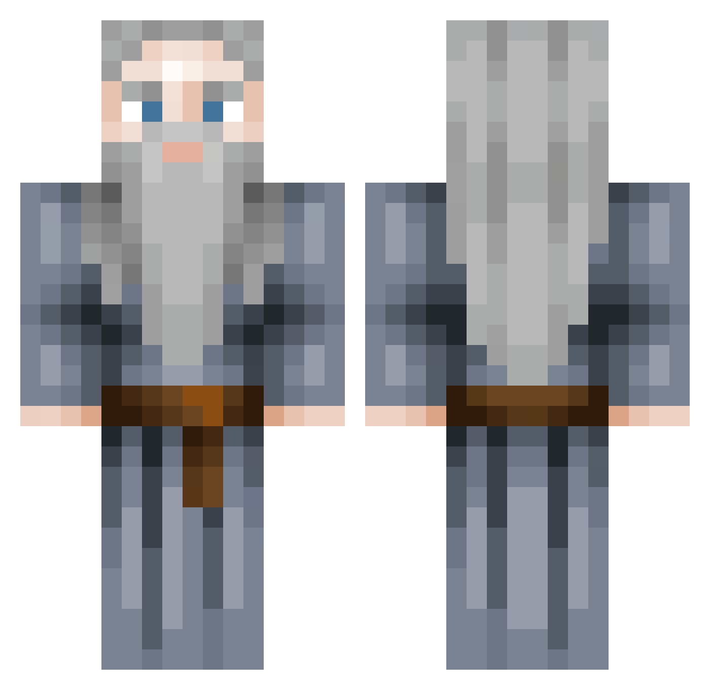Milogano Minecraft skin, front and back view
