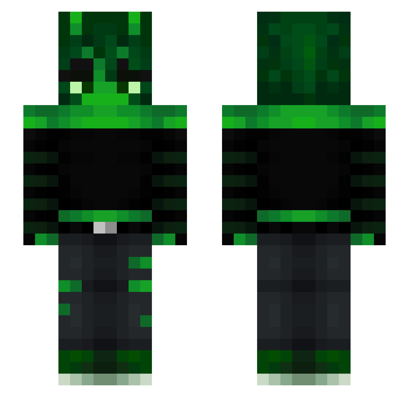 Tangl3 Minecraft skin, front and back view