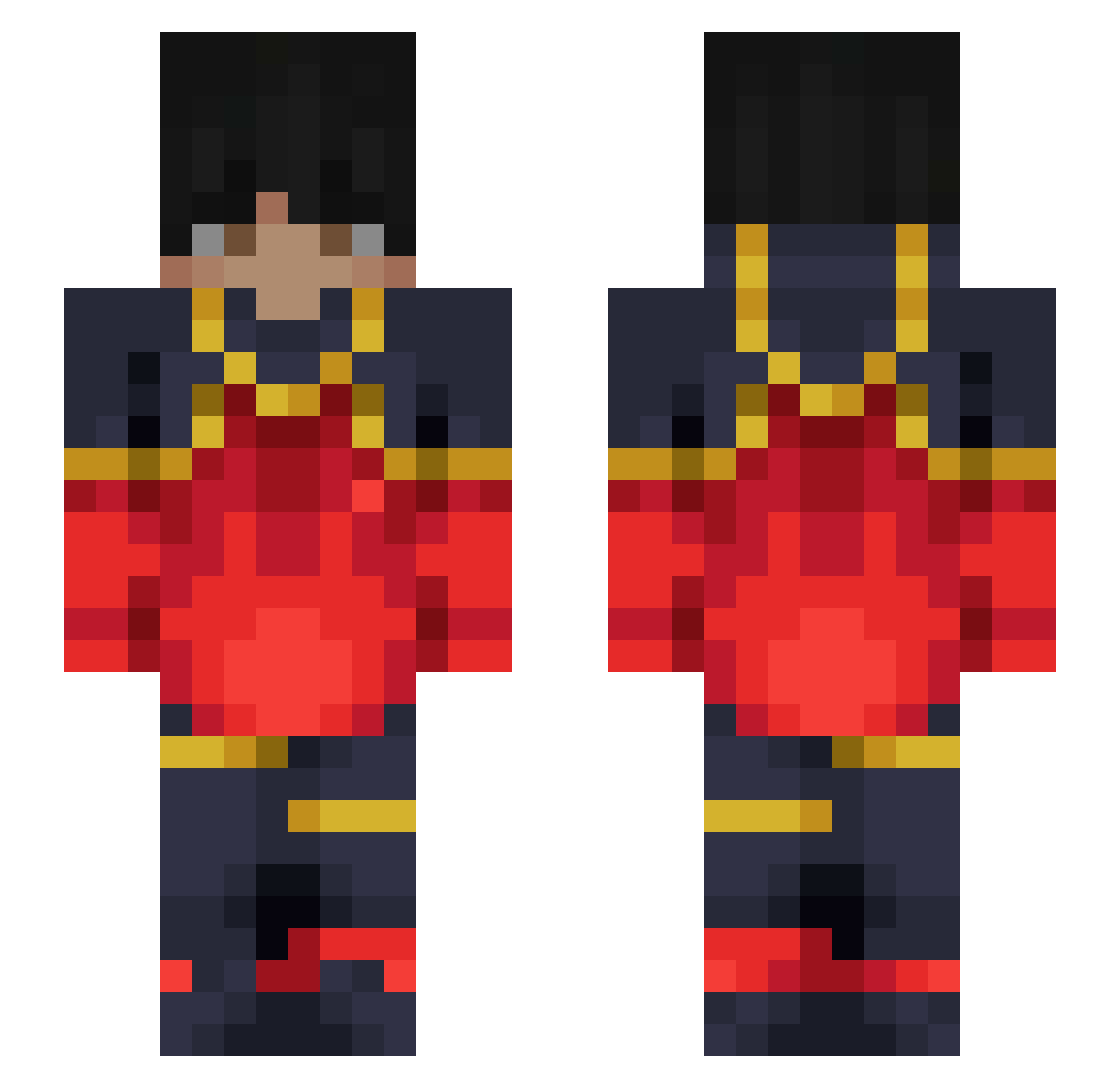 Pur0v Minecraft skin, front and back view