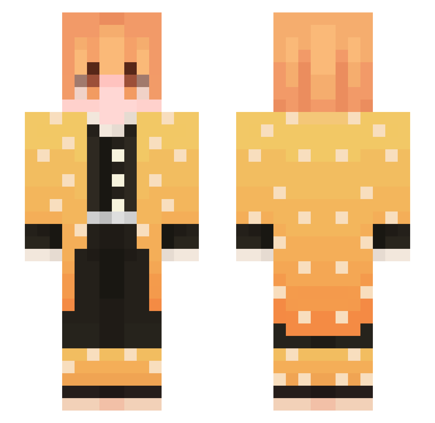 ItsKyudo Minecraft skin, front and back view