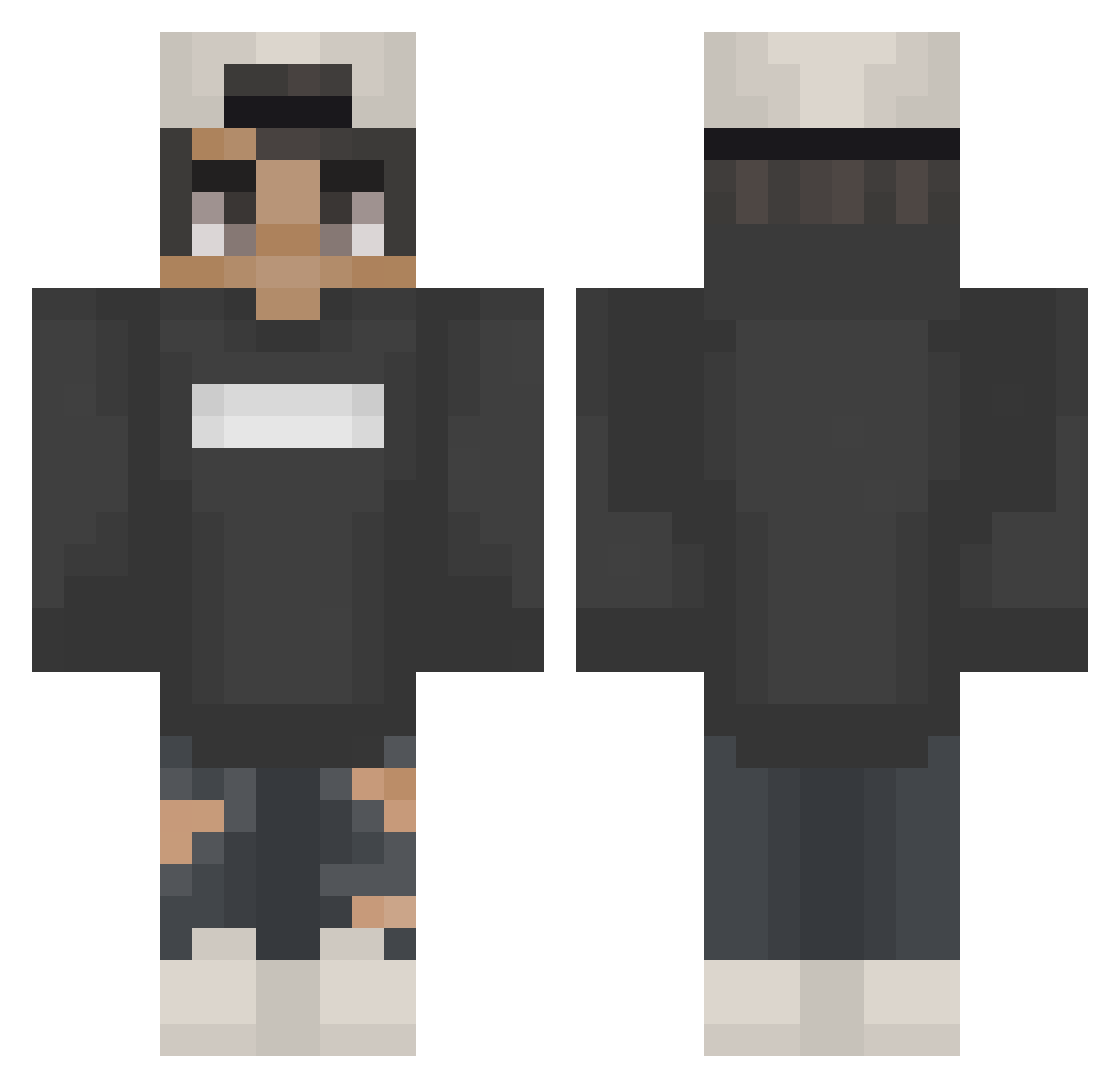 Rovx Minecraft skin, front and back view