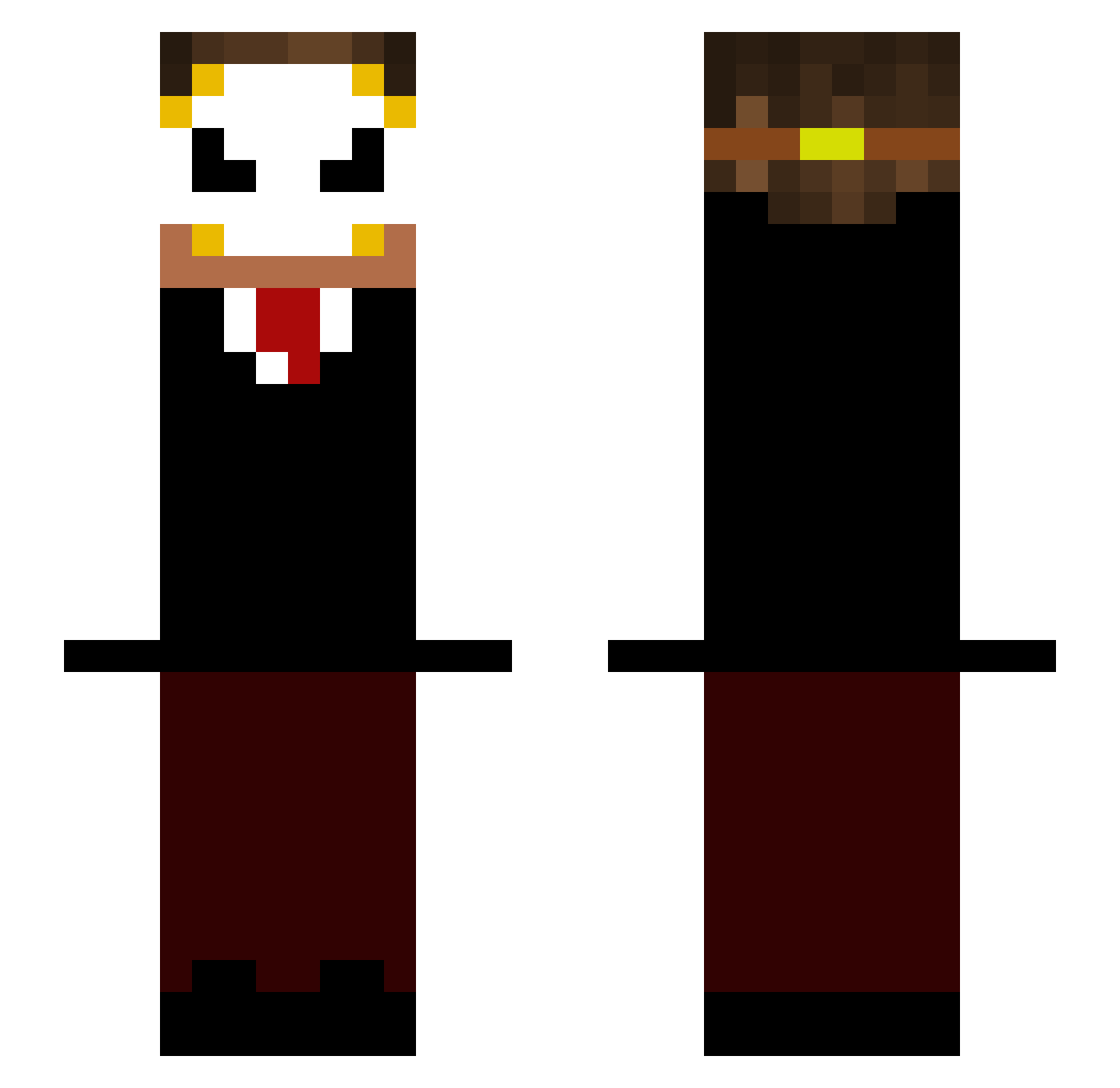 Jetubon Minecraft skin, front and back view