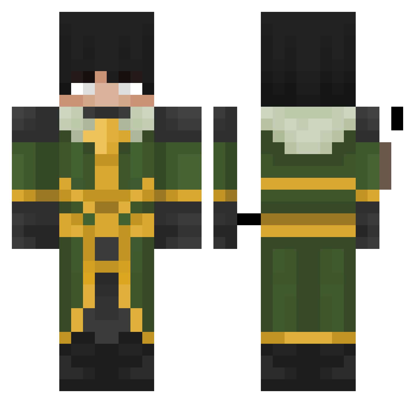 Midnight110 Minecraft skin, front and back view