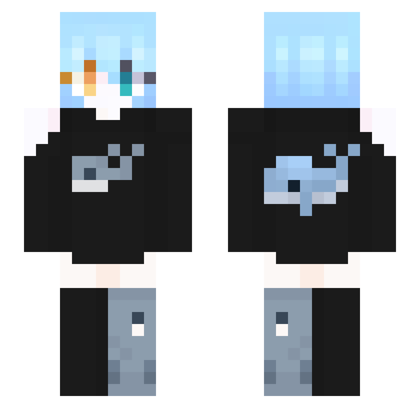 Aombc Minecraft skin, front and back view