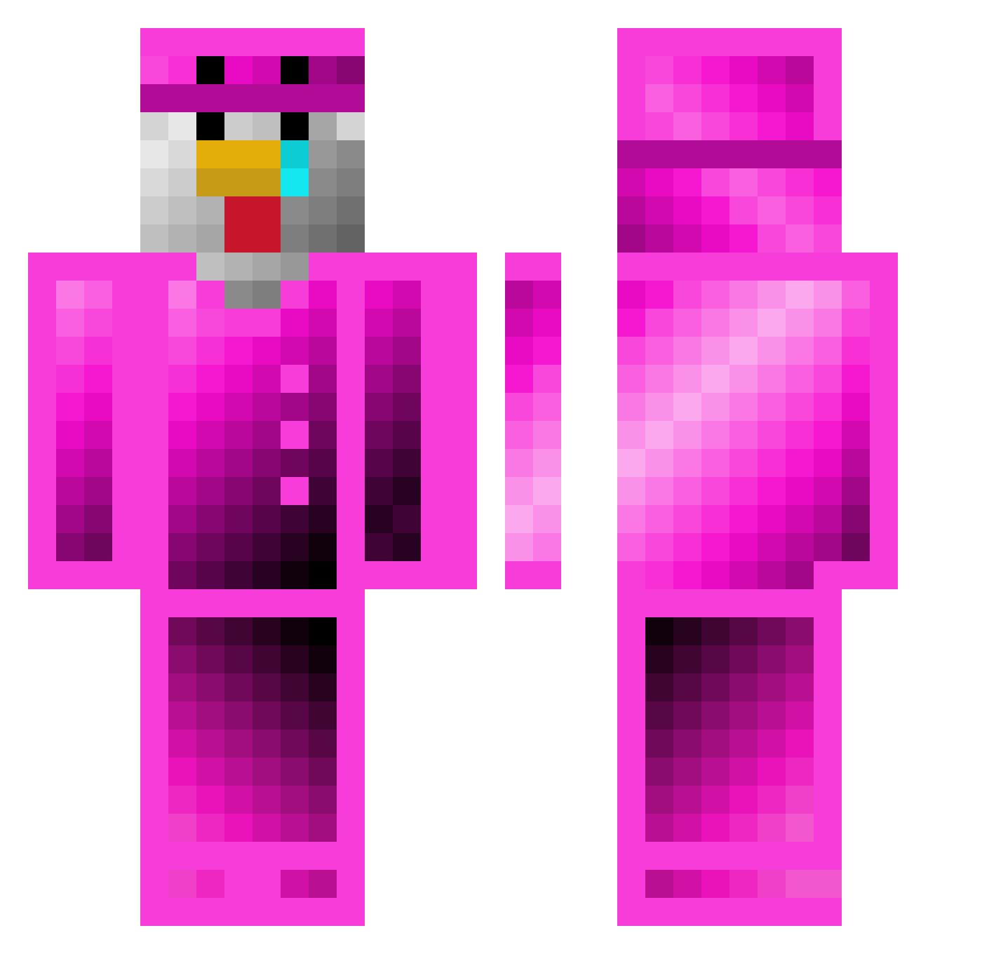 Xaui Minecraft skin, front and back view