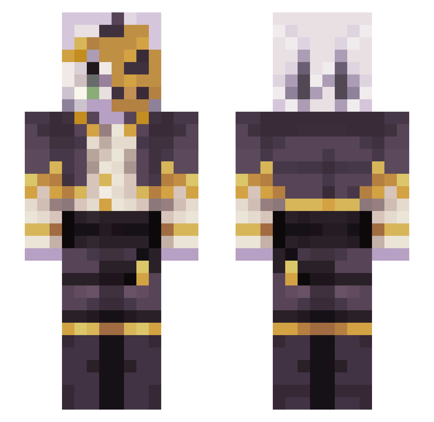 Merixy Minecraft skin, front and back view
