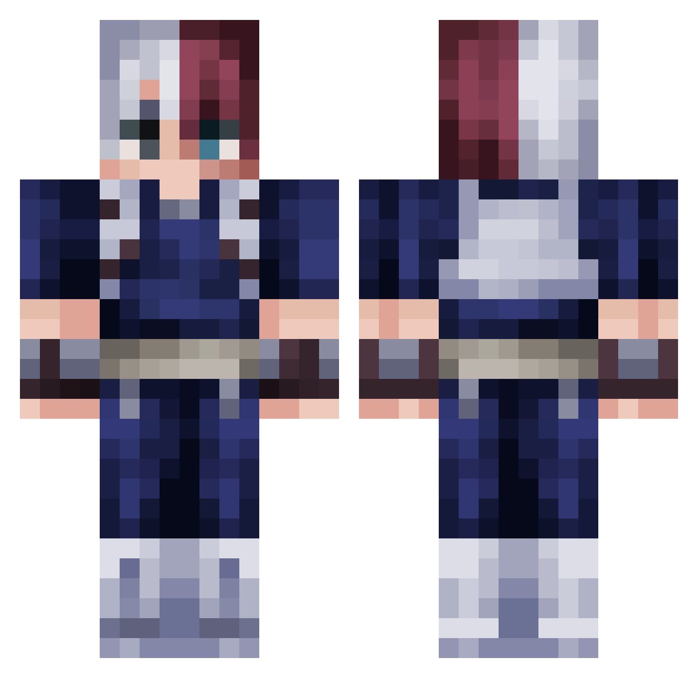 Toroover Minecraft skin, front and back view